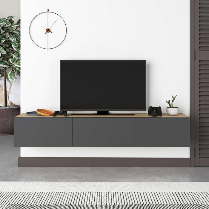 Hanah Home Francy 180 Soporte de TV Roble Zafiro y Antracita Hanah Home Francy 180 Soporte de TV Roble Zafiro y Antracita